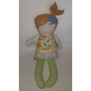 VTG 19" Doll Girl Cloth Face Plush Stuffed Animal Toy Lovey Green Minky Handmade